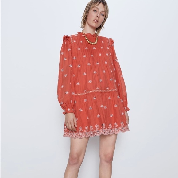 ZARA BNWT Openwork Embroidered Dress - Picture 2 of 11